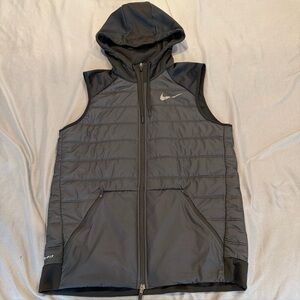 Nike Vest Mens M Black Dri-FIT Hooded Puffer Insulated Full Zip 864121-010
